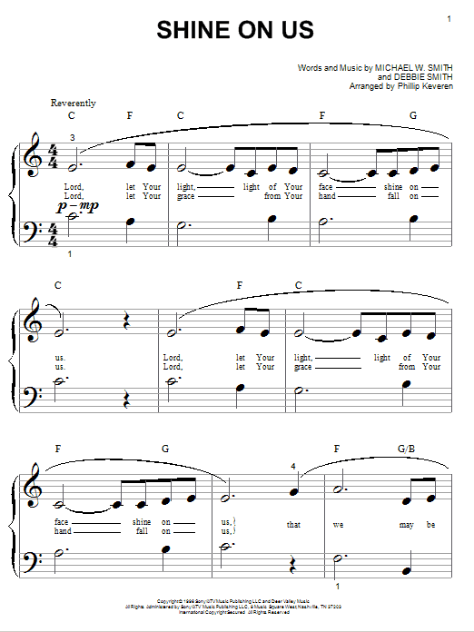 Learn to play Phillips, Craig & Dean Shine On Us sheet music for Big Note Piano in minutes. Price: 6.9900$ Phillips, Craig & Dean Shine On Us sheet music notes and chords arranged for Big Note Piano