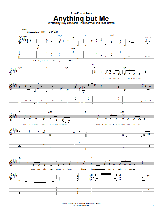 Phish Anything But Me sheet music notes and chords. Download Printable PDF.