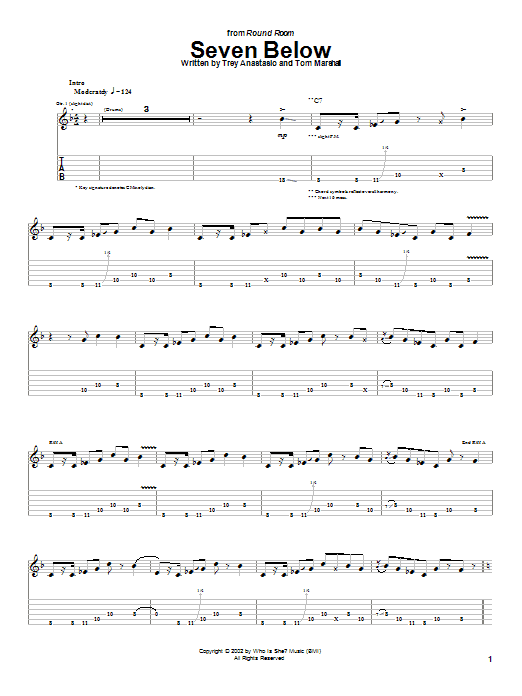 Phish Seven Below sheet music notes and chords. Download Printable PDF.