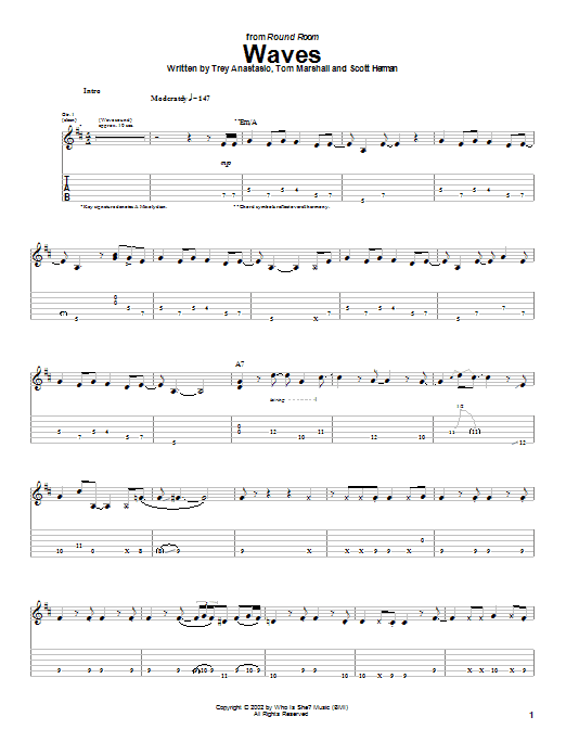 Phish Waves sheet music notes and chords. Download Printable PDF.