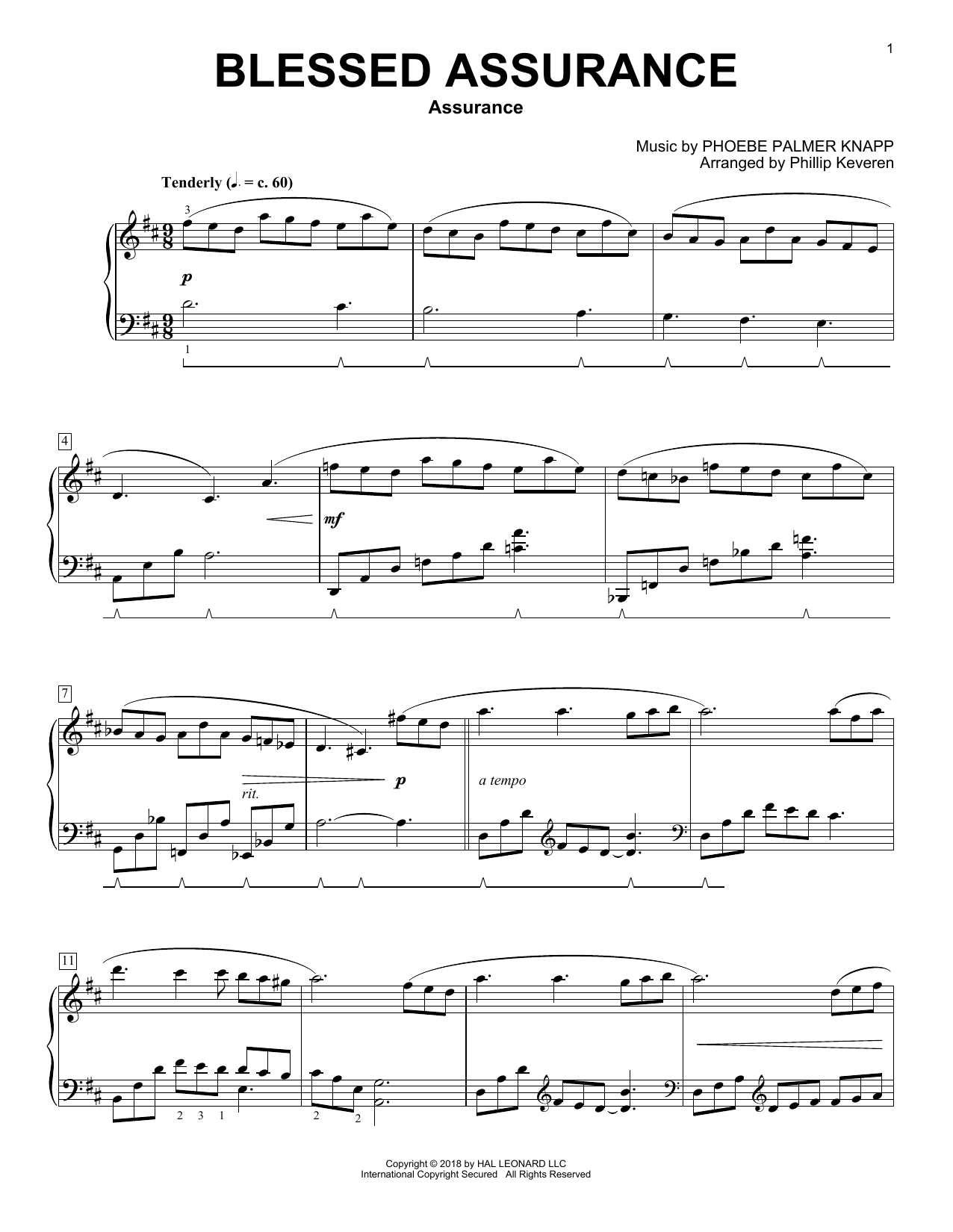 Phoebe Palmer Knapp Blessed Assurance [Classical version] (arr. Phillip Keveren) sheet music notes and chords. Download Printable PDF.