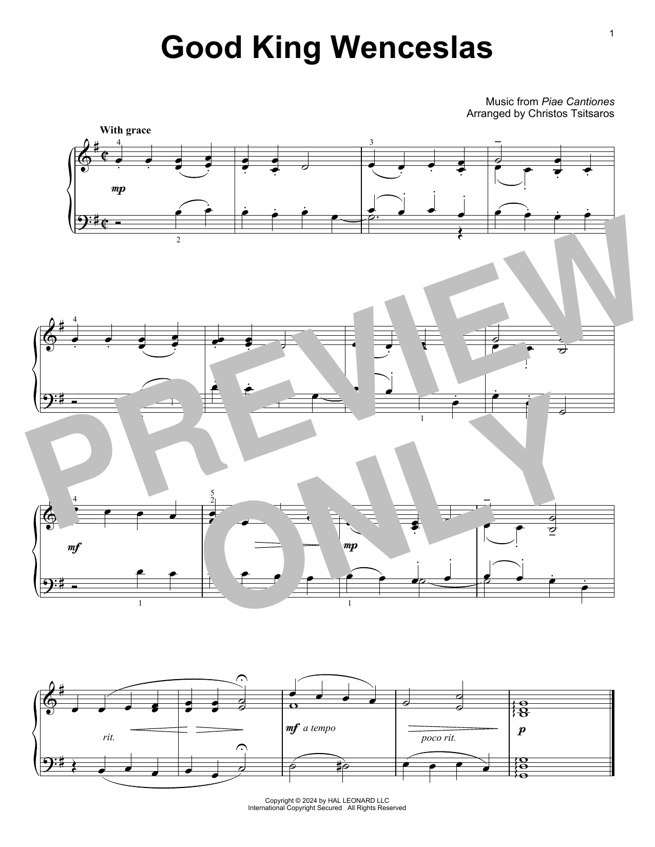 Piae Cantiones Good King Wenceslas (arr. Christos Tsitsaros) sheet music notes and chords. Download Printable PDF.