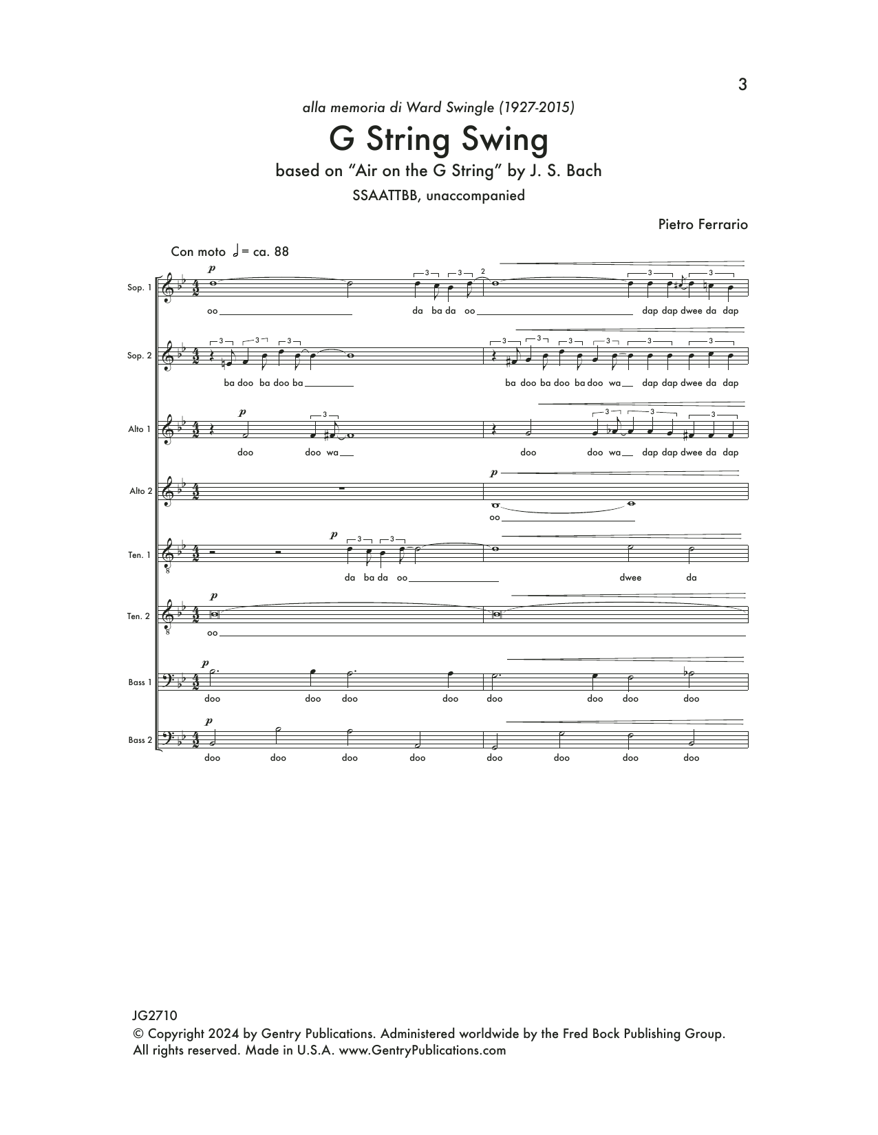 Pietro Ferrario G String Swing sheet music notes and chords. Download Printable PDF.