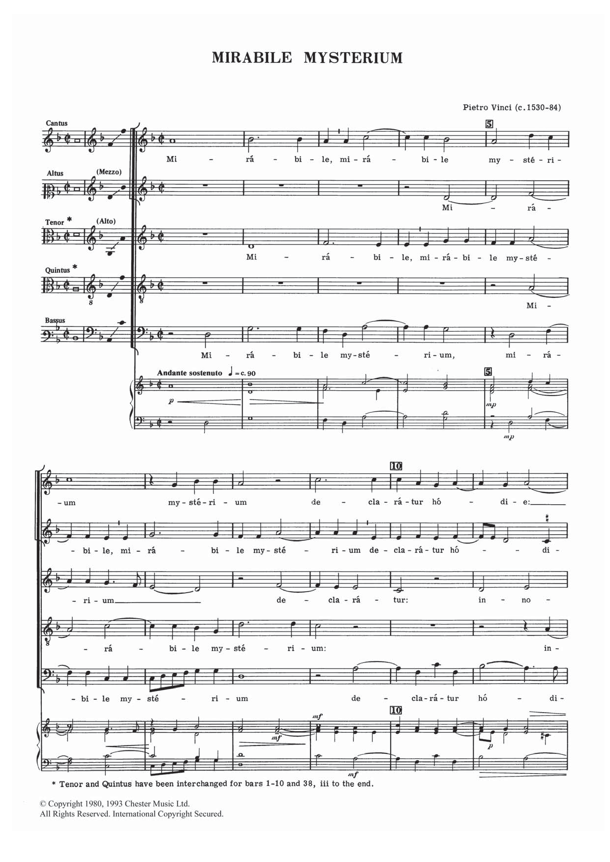Pietro Vinci Mirabile Mysterium sheet music notes and chords. Download Printable PDF.