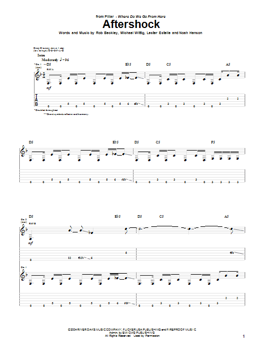 Pillar Aftershock sheet music notes and chords. Download Printable PDF.