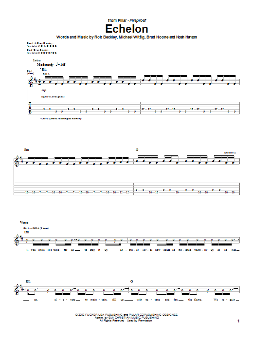 Pillar Echelon sheet music notes and chords. Download Printable PDF.