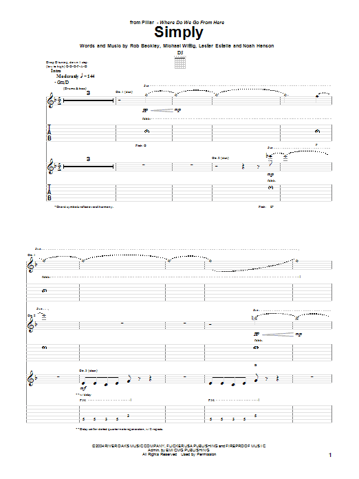 Pillar Simply sheet music notes and chords. Download Printable PDF.