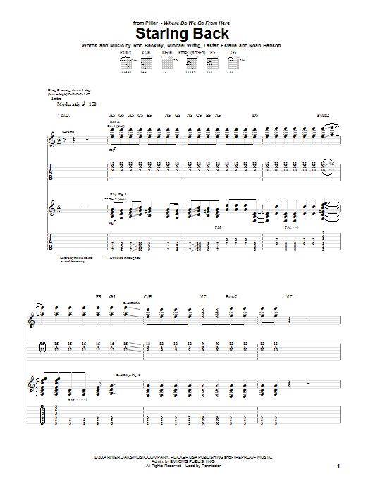 Pillar Staring Back sheet music notes and chords. Download Printable PDF.