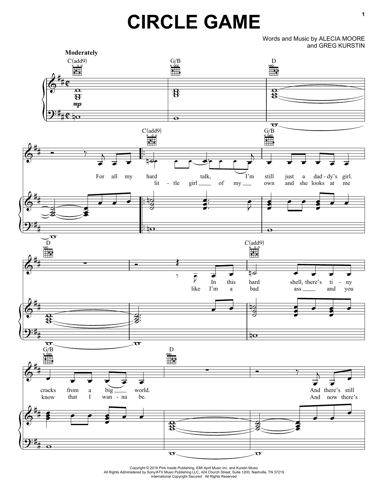 The Circle Game sheet music for guitar (chords) (PDF)