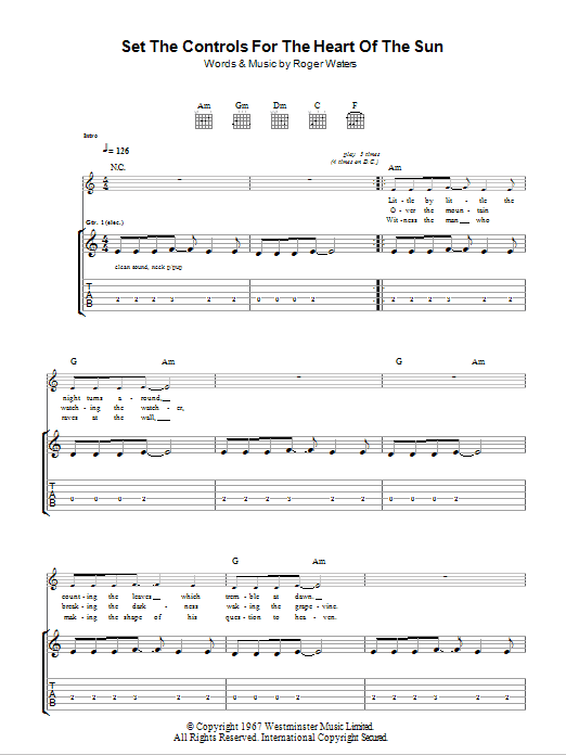 Pink Floyd Set The Controls For The Heart Of The Sun sheet music notes and chords. Download Printable PDF.