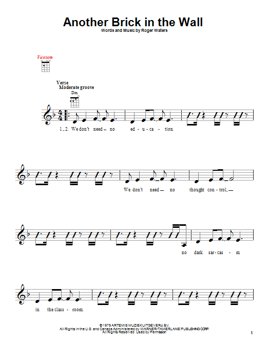 Another Brick In The Wall sheet music for trumpet solo (PDF)