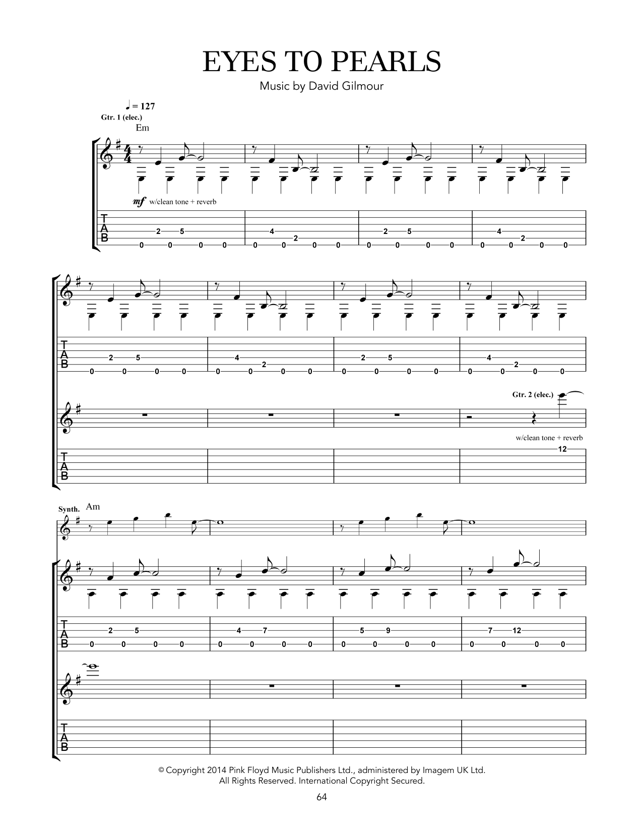 Pink Floyd Eyes To Pearls sheet music notes and chords. Download Printable PDF.