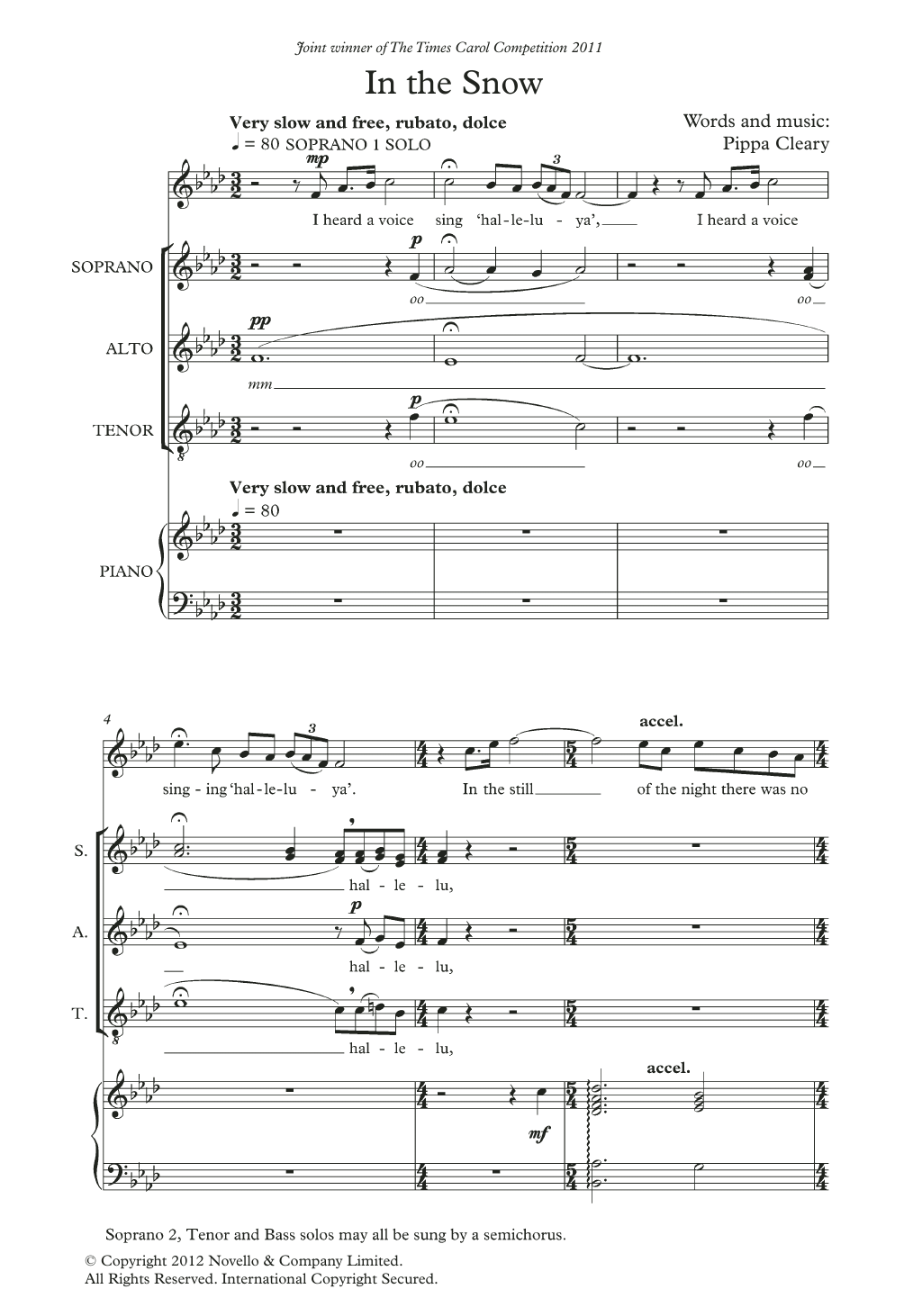 Pippa Cleary In The Snow sheet music notes and chords. Download Printable PDF.