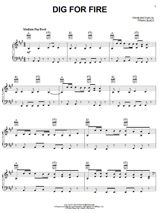 Pixies Dig For Fire sheet music notes and chords. Download Printable PDF.