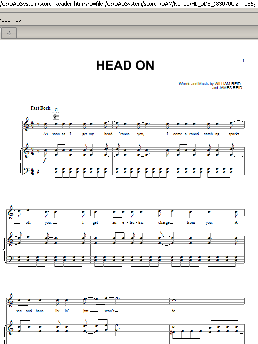 Pixies Head On sheet music notes and chords. Download Printable PDF.