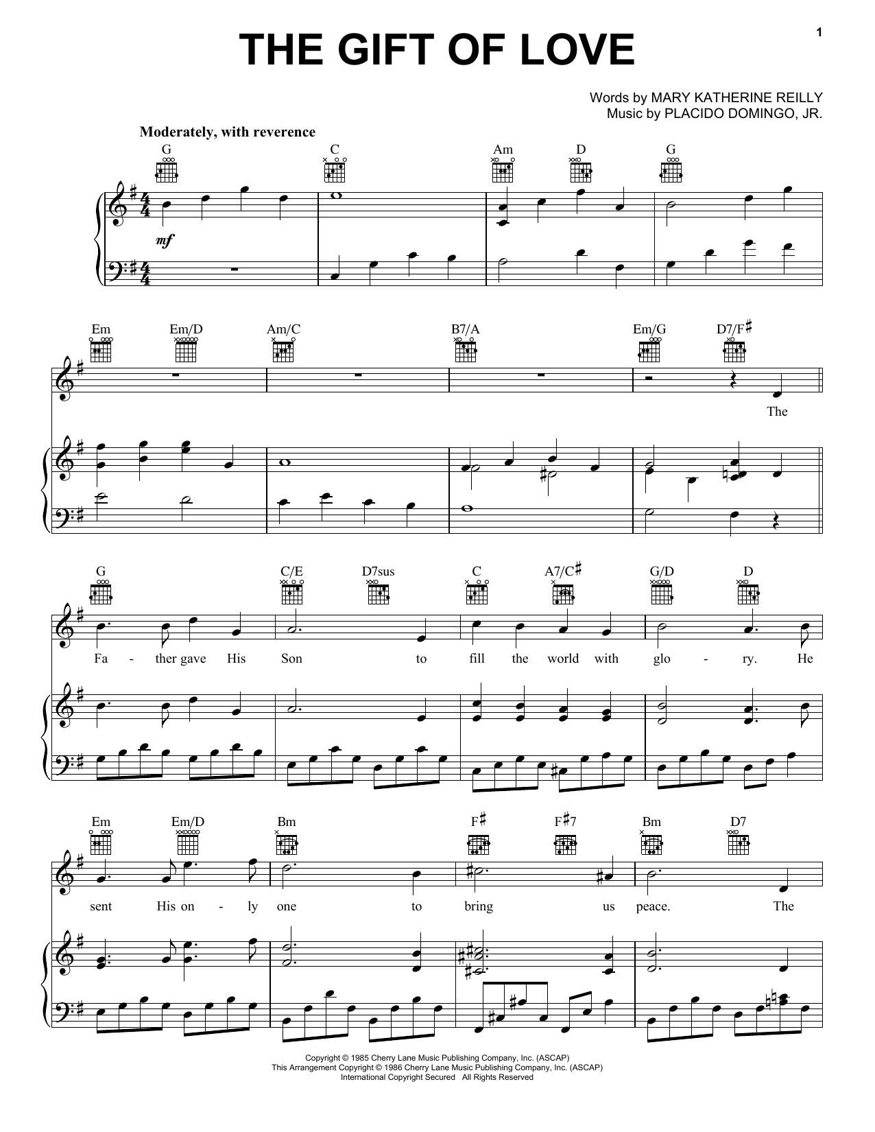 Placido Domingo, Jr. "The Gift Of Love" Sheet Music & PDF Chords 5
