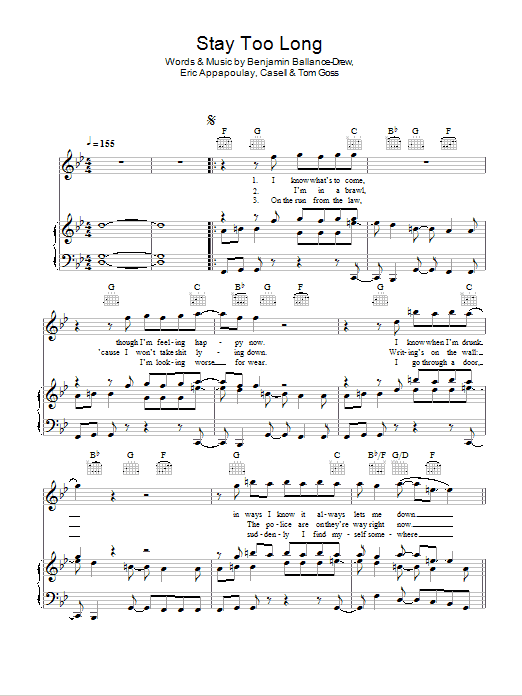 Plan B Stay Too Long sheet music notes and chords. Download Printable PDF.