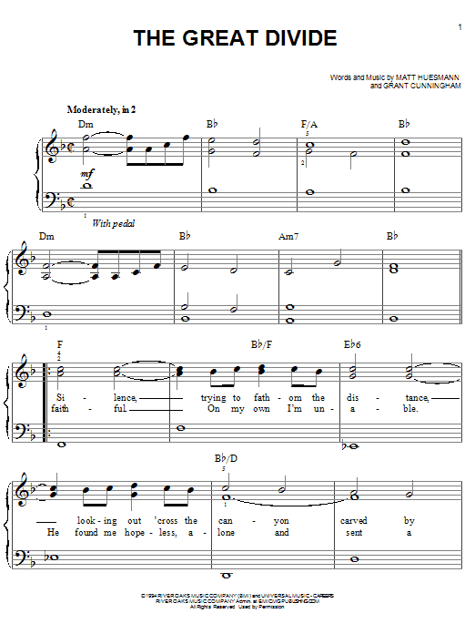 Learn to play Point Of Grace The Great Divide sheet music for Easy Piano in minutes. Price: 6.9900$ Point Of Grace The Great Divide sheet music notes and chords arranged for Easy Piano