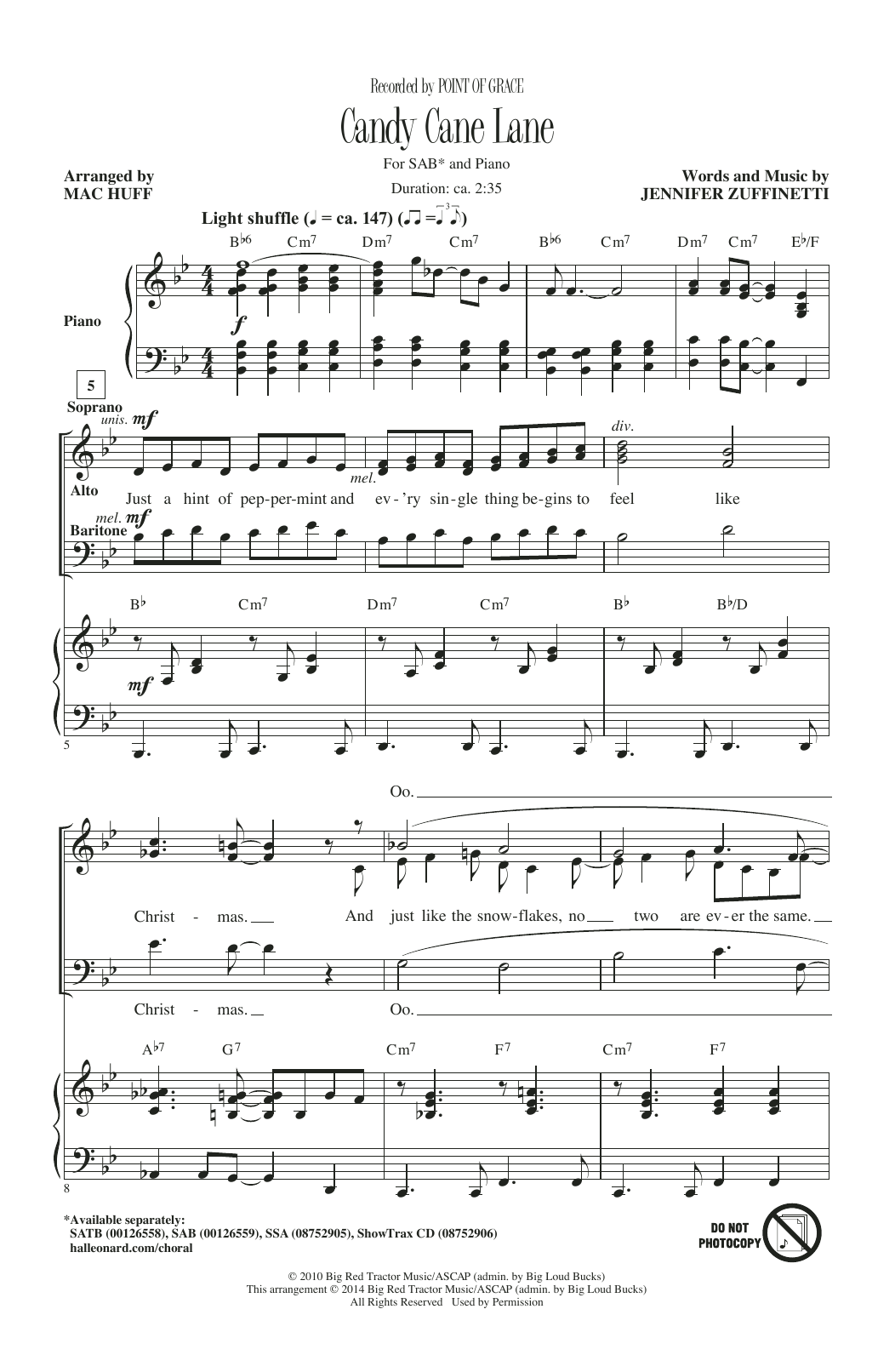 Learn to play Point Of Grace Candy Cane Lane (arr. Mac Huff) sheet music for SATB Choir in minutes. Price: 3.9900$ Point Of Grace Candy Cane Lane (arr. Mac Huff) sheet music notes and chords arranged for SATB Choir