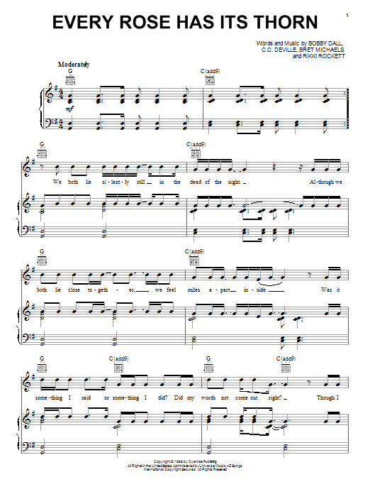 Poison Every Rose Has Its Thorn sheet music notes and chords. Download Printable PDF.