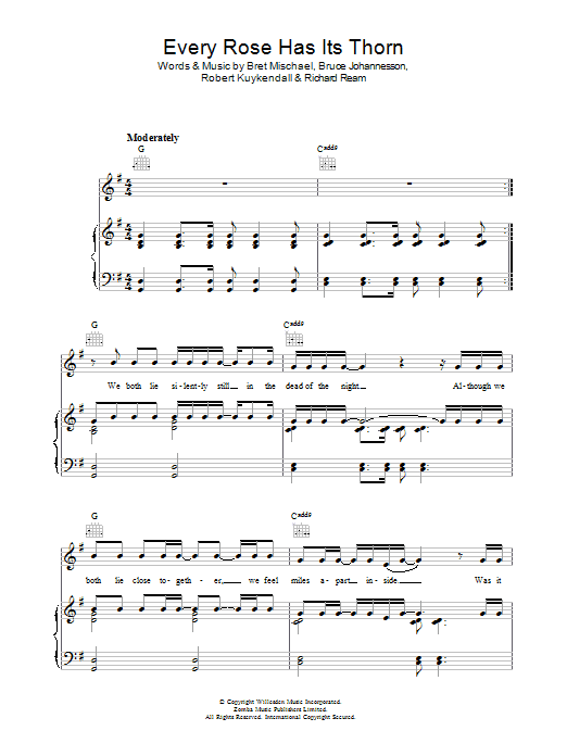 Poison Every Rose Has Its Thorn sheet music notes and chords. Download Printable PDF.