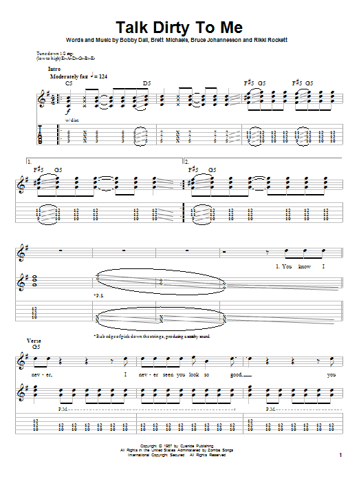 Poison Talk Dirty To Me sheet music notes and chords. Download Printable PDF.
