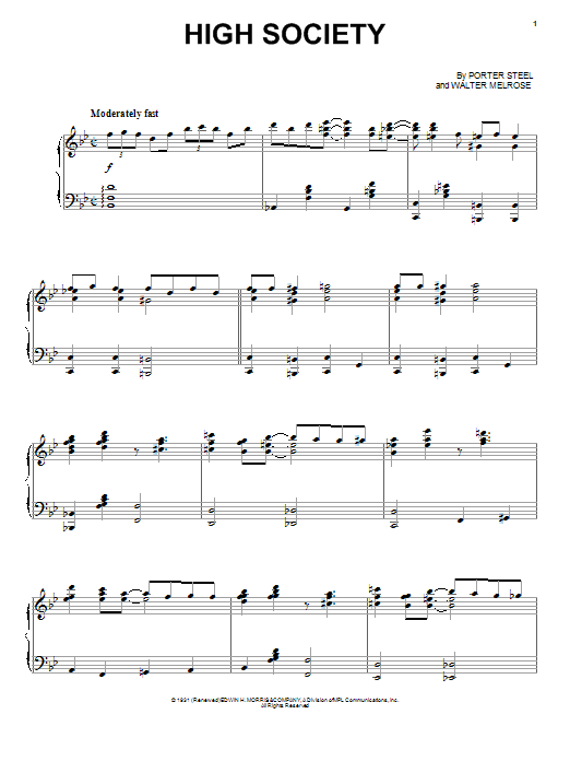 Porter Steele High Society sheet music notes and chords. Download Printable PDF.