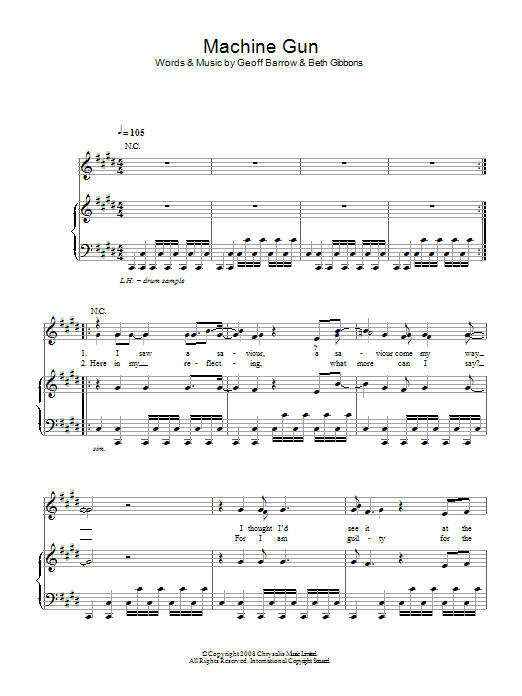 Portishead Machine Gun sheet music notes and chords. Download Printable PDF.