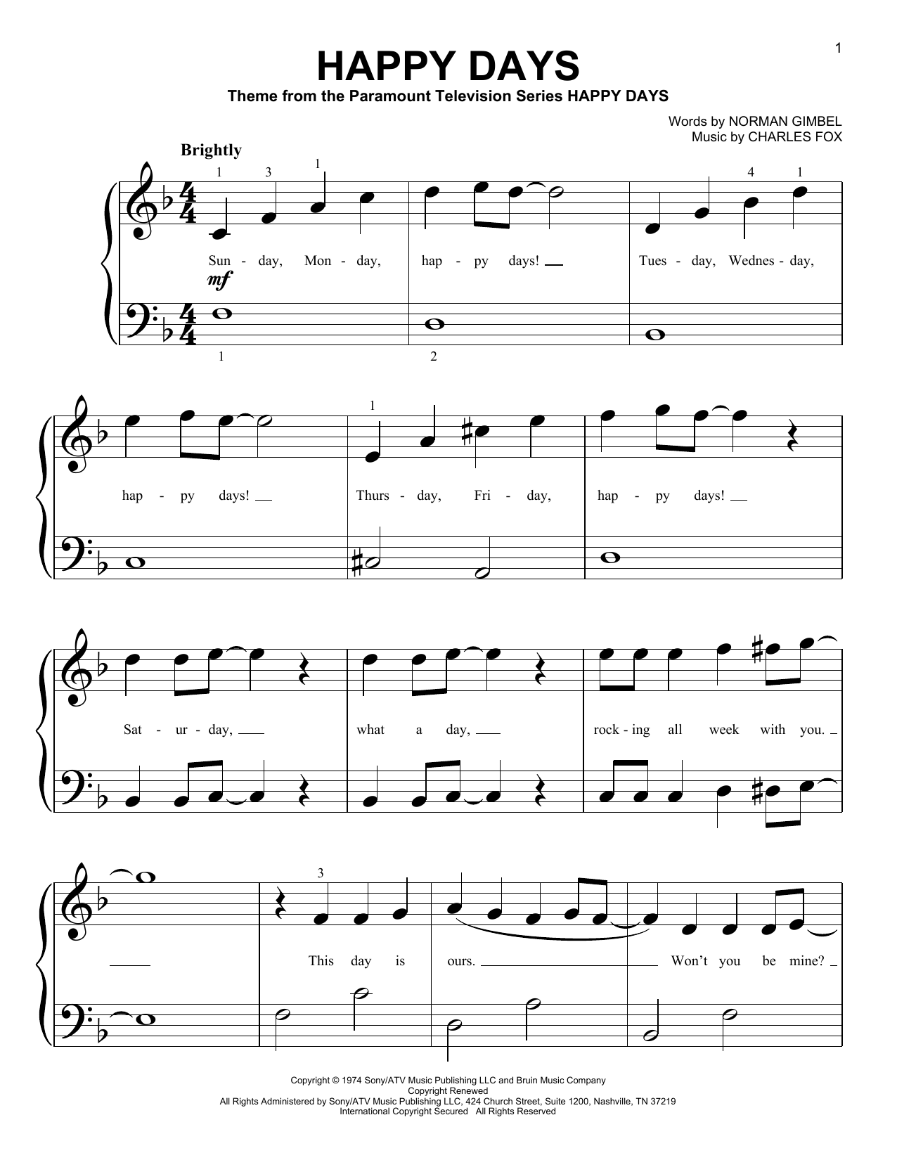 Pratt & McClain Happy Days sheet music notes and chords. Download Printable PDF.