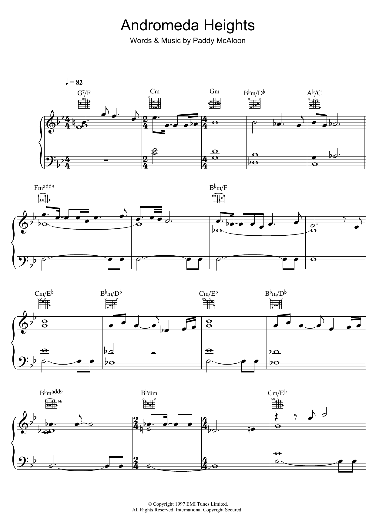 Prefab Sprout Andromeda Heights sheet music notes and chords. Download Printable PDF.