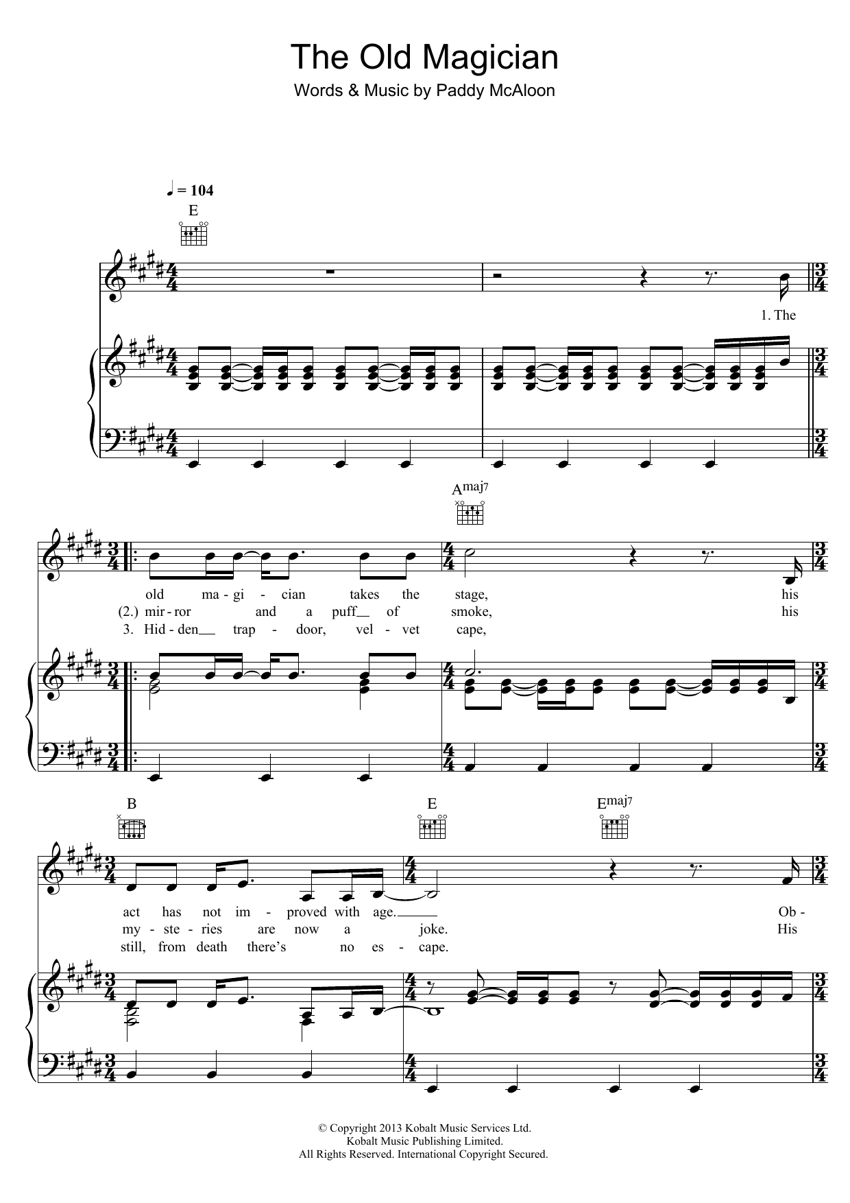 Prefab Sprout The Old Magician sheet music notes and chords. Download Printable PDF.