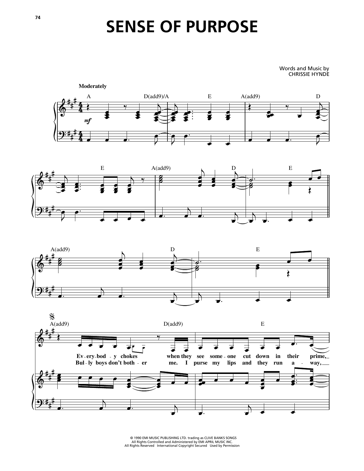 Pretenders Sense Of Purpose sheet music notes and chords. Download Printable PDF.