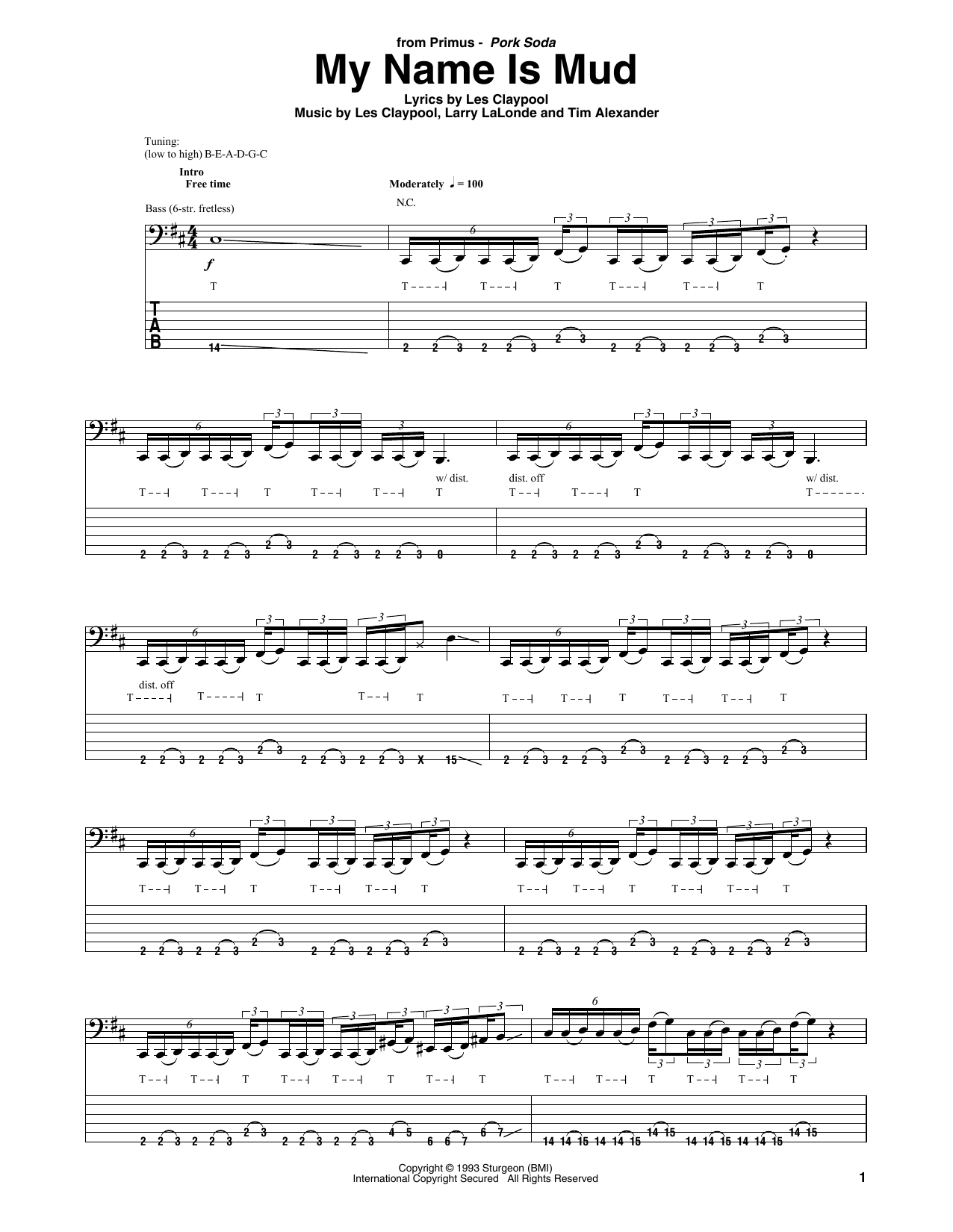 Primus My Name Is Mud sheet music notes and chords. Download Printable PDF.