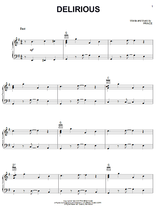 Prince Delirious sheet music notes and chords. Download Printable PDF.