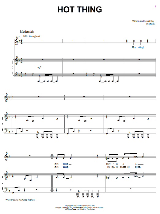 Prince Hot Thing sheet music notes and chords. Download Printable PDF.