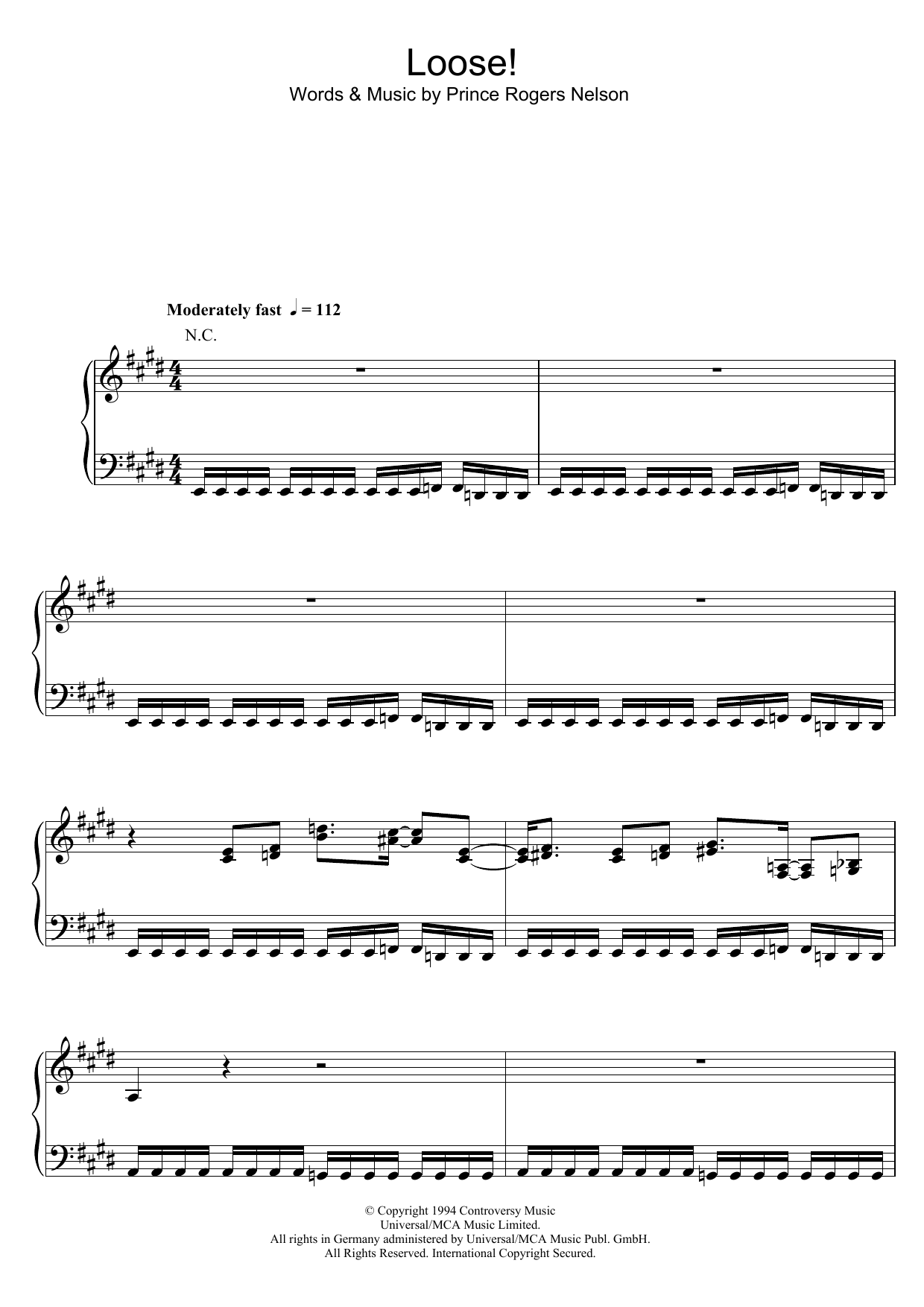 Prince Loose! sheet music notes and chords. Download Printable PDF.