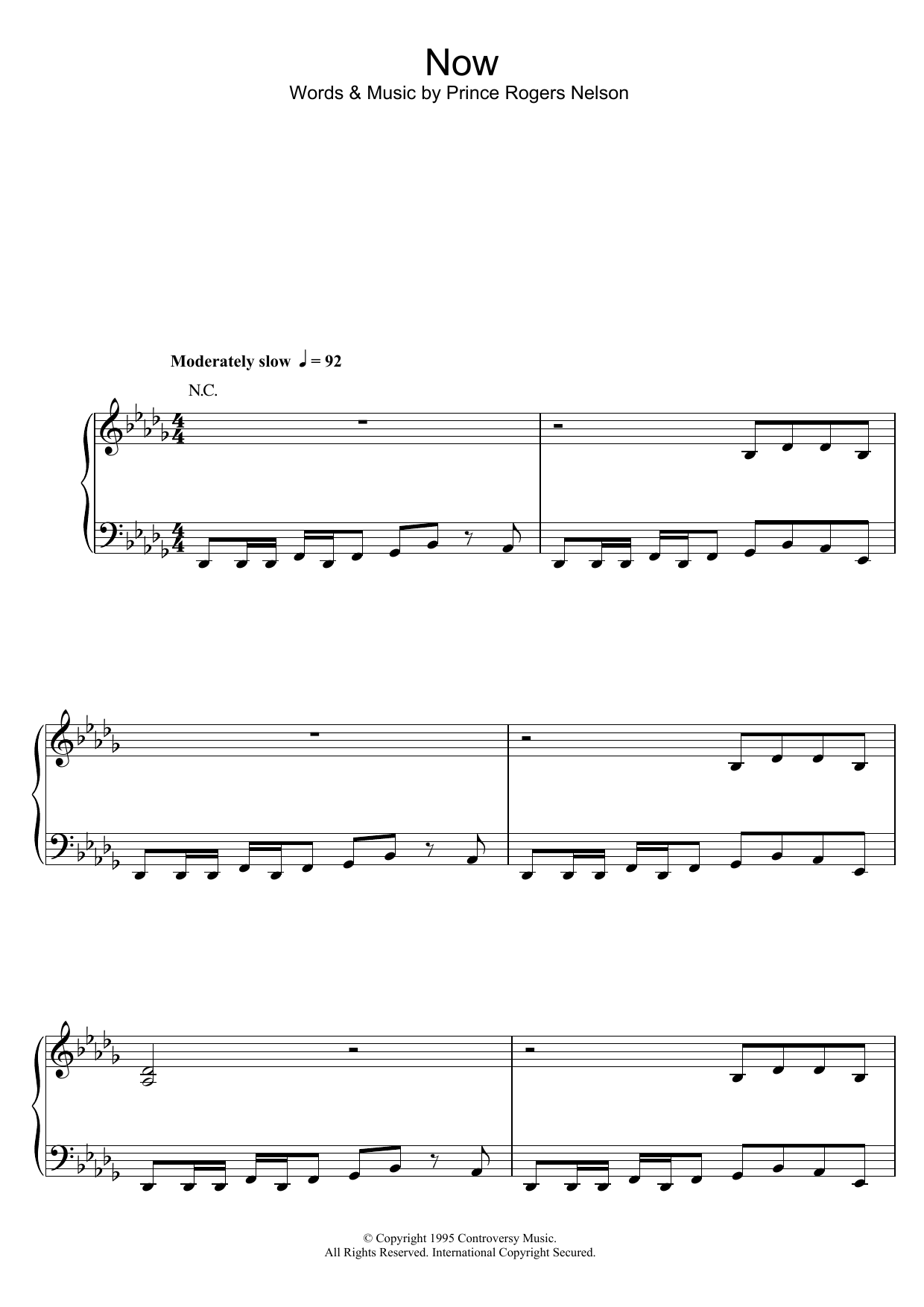 Prince Now sheet music notes and chords. Download Printable PDF.