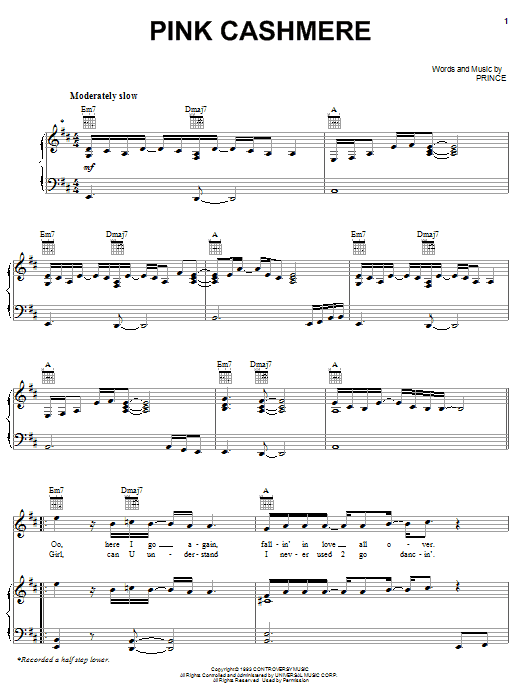 Prince Pink Cashmere sheet music notes and chords. Download Printable PDF.