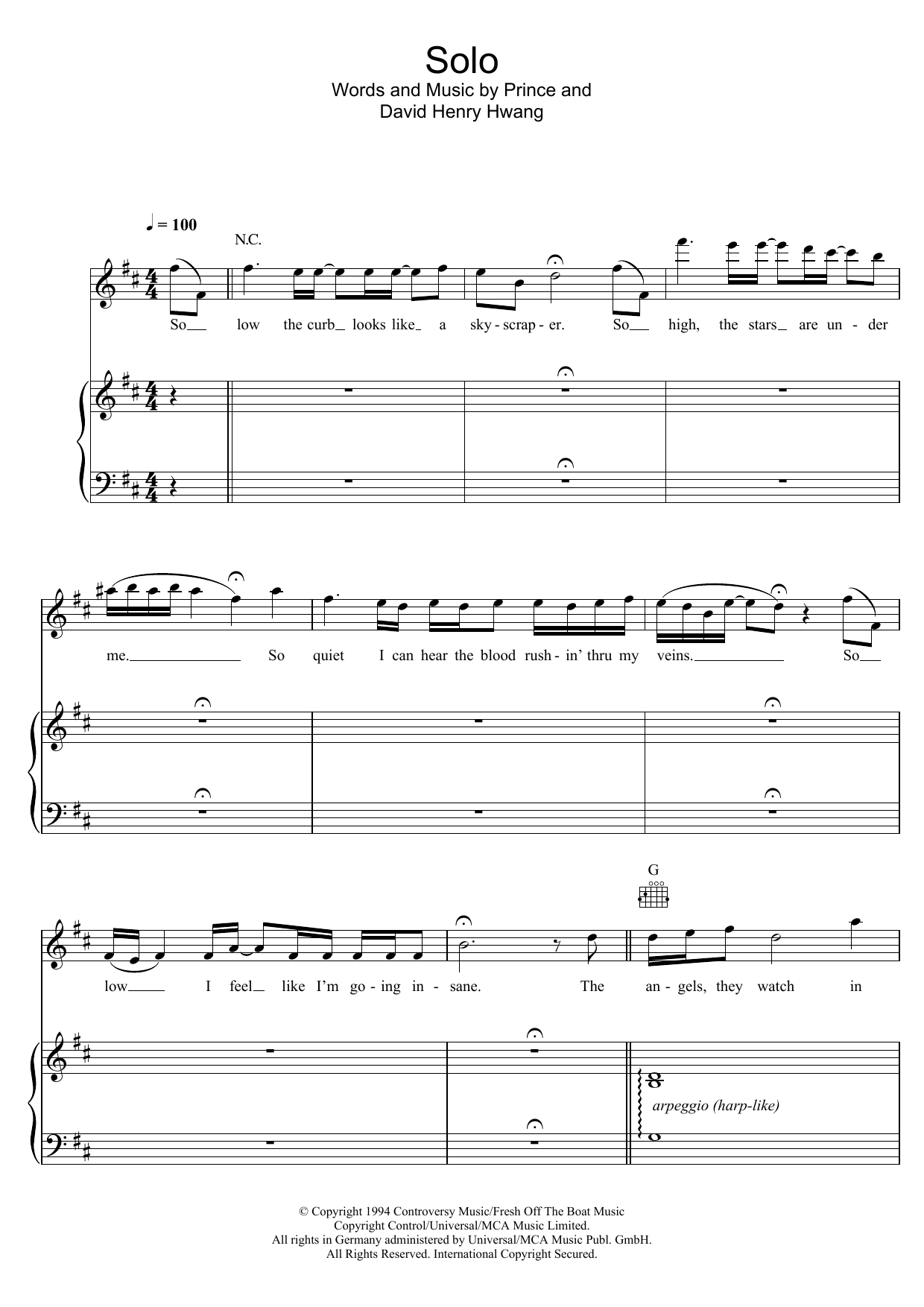 Prince Solo sheet music notes and chords. Download Printable PDF.