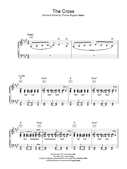 Prince The Cross sheet music notes and chords. Download Printable PDF.