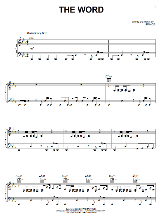 Prince The Word sheet music notes and chords. Download Printable PDF.