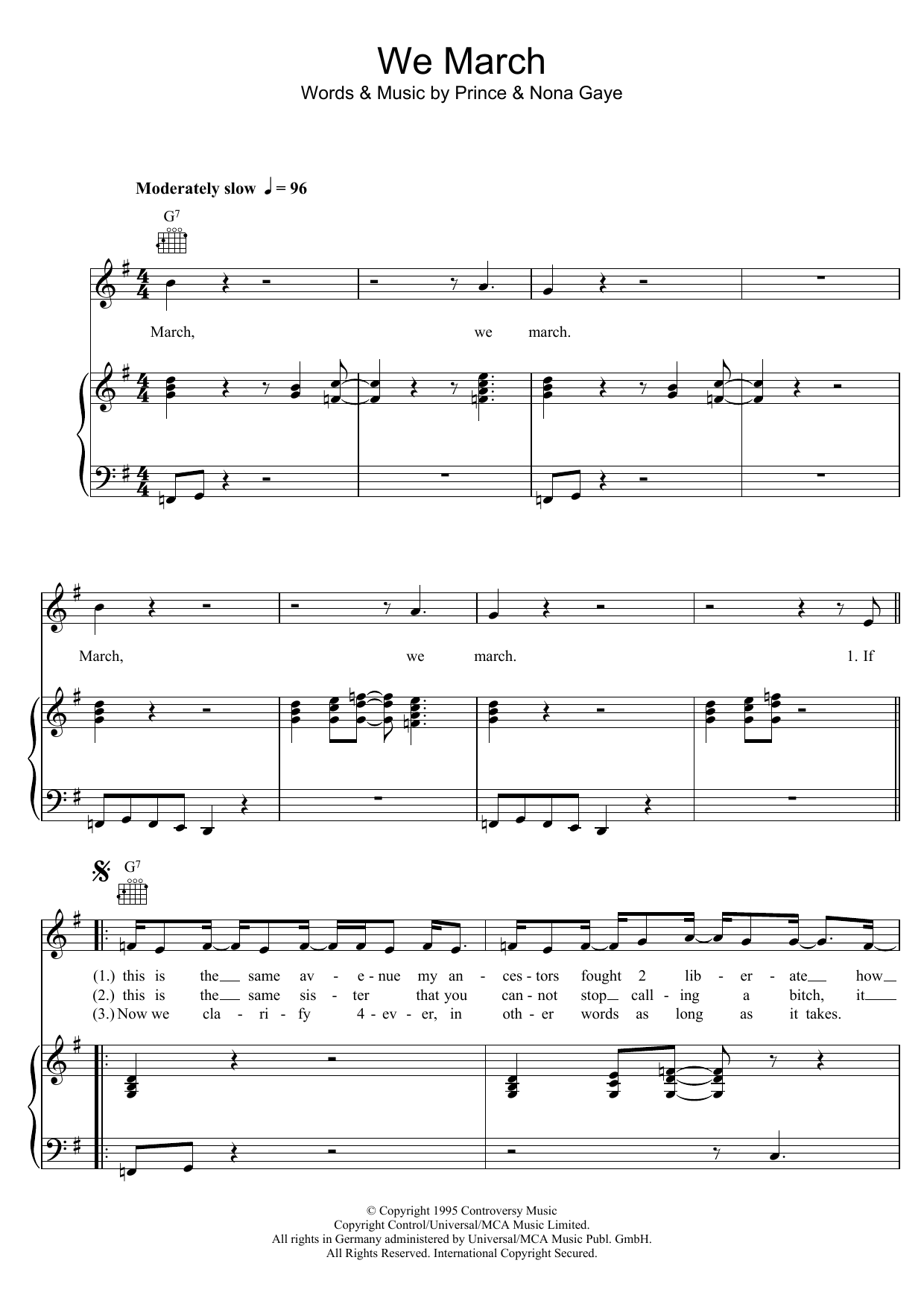 Prince We March sheet music notes and chords. Download Printable PDF.