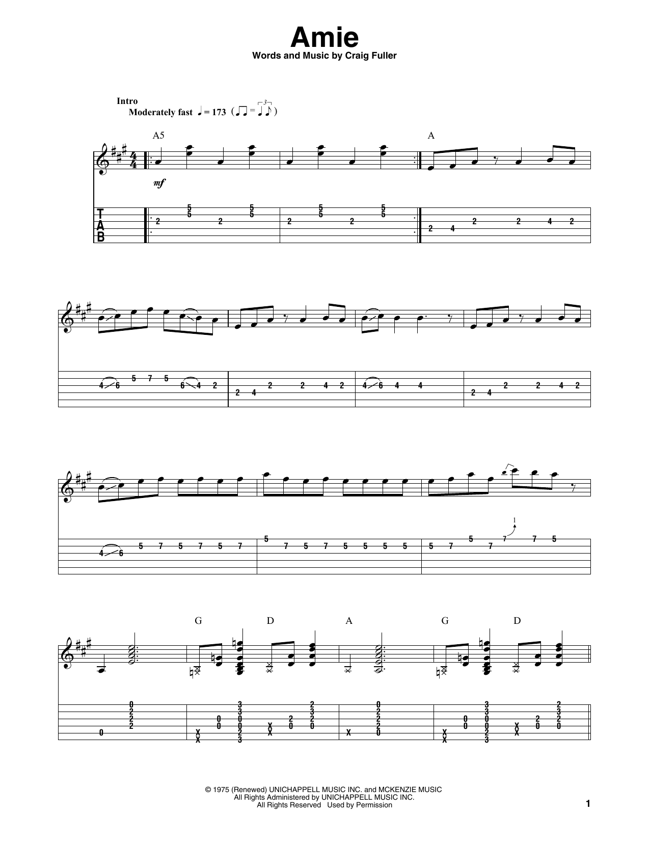 Pure Prairie League Amie sheet music notes and chords. Download Printable PDF.