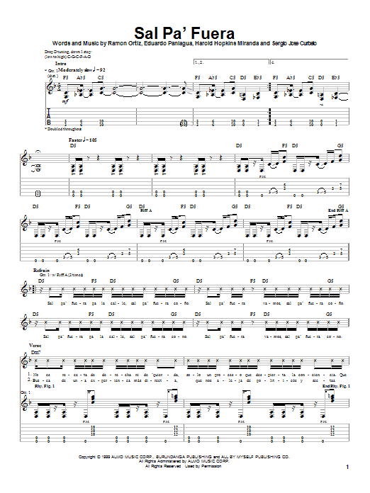 Puya Sal Pa'Fuera sheet music notes and chords. Download Printable PDF.