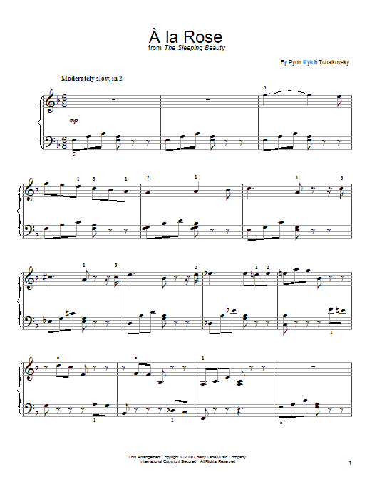 Learn to play Pyotr Ilyich Tchaikovsky Adagio 'A La Rose' sheet music for Easy Piano in minutes. Price: 6.9900$ Pyotr Ilyich Tchaikovsky Adagio 'A La Rose' sheet music notes and chords arranged for Easy Piano