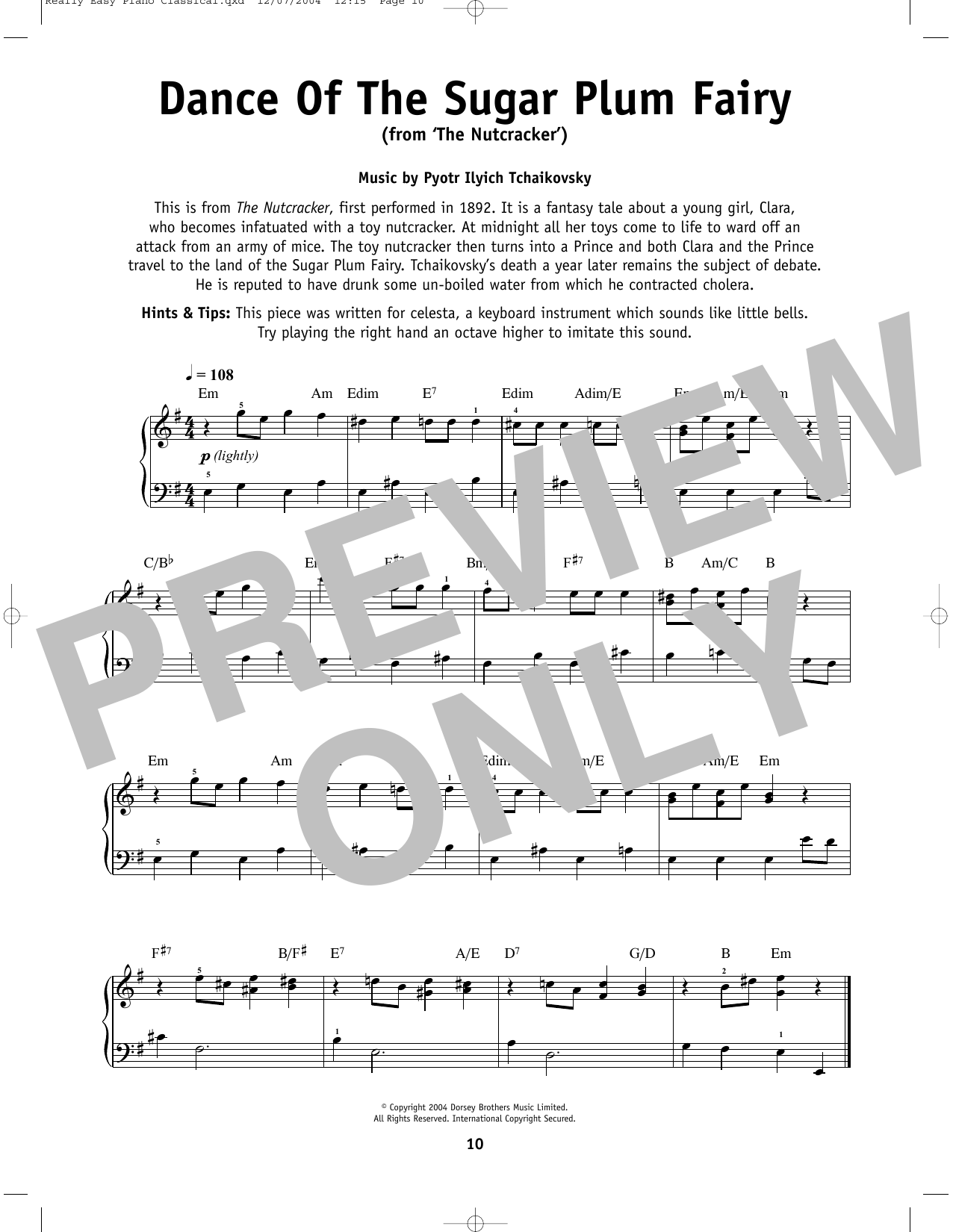 Pyotr Il'yich Tchaikovsky Dance Of The Sugar Plum Fairy, Op. 71a sheet music notes and chords. Download Printable PDF.