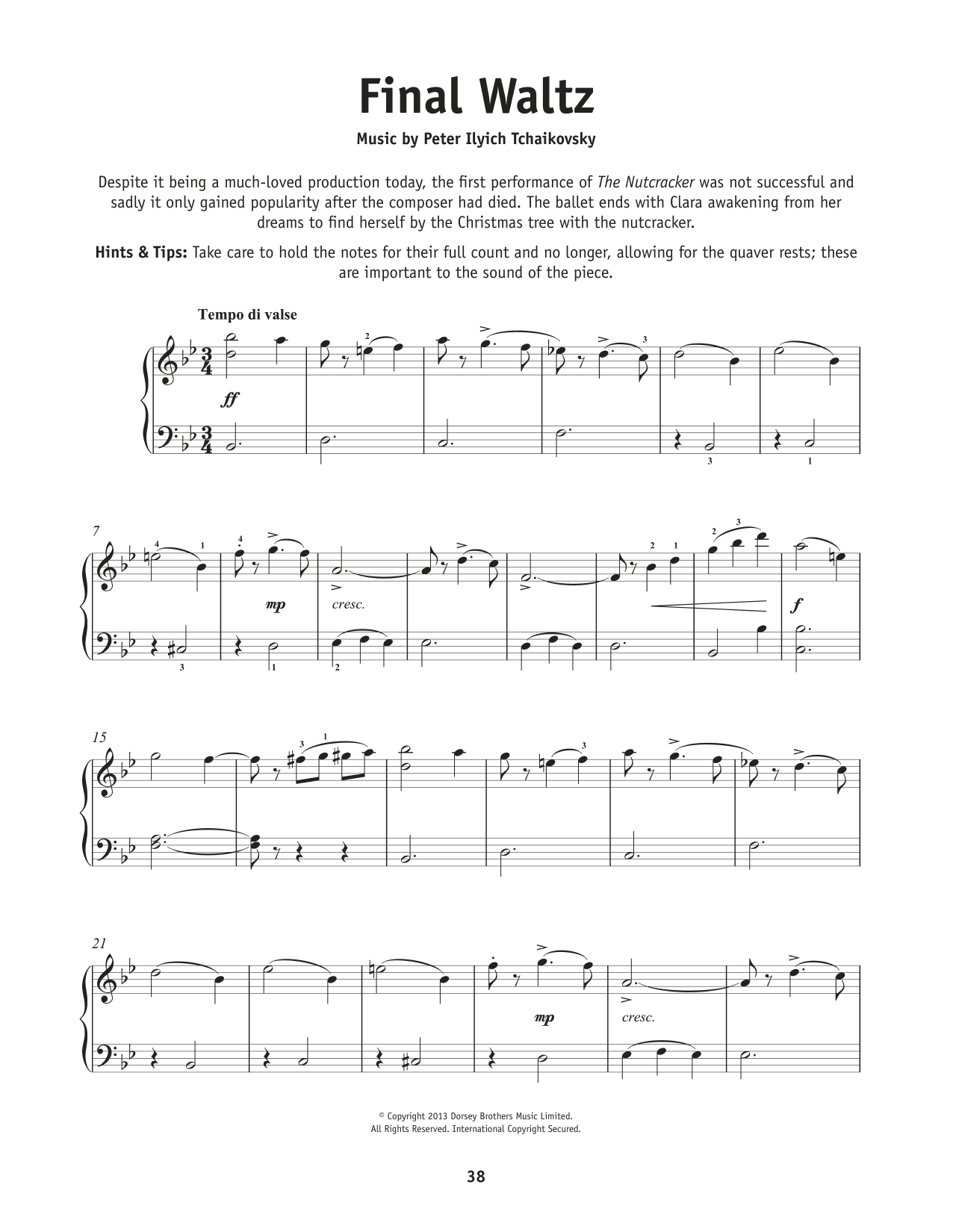 Pyotr Il'yich Tchaikovsky Final Waltz sheet music notes and chords. Download Printable PDF.