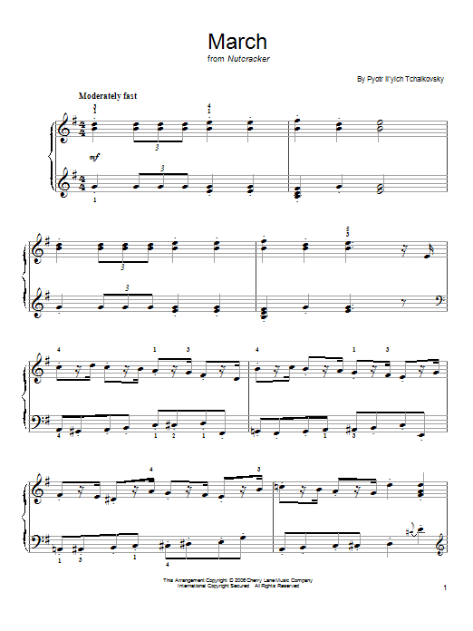 Pyotr Ilyich Tchaikovsky March sheet music notes and chords. Download Printable PDF.