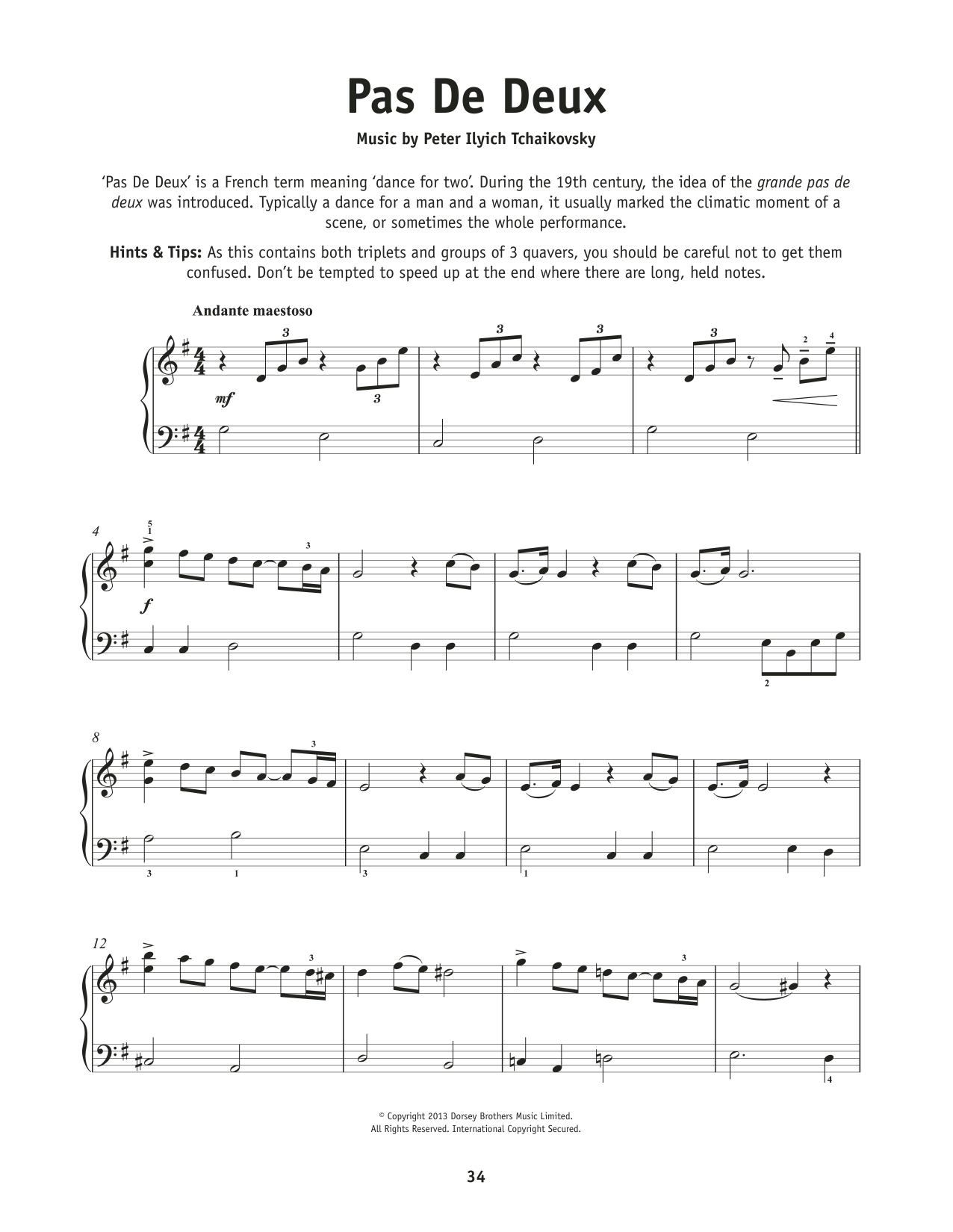 Pyotr Il'yich Tchaikovsky Pas de deux sheet music notes and chords. Download Printable PDF.