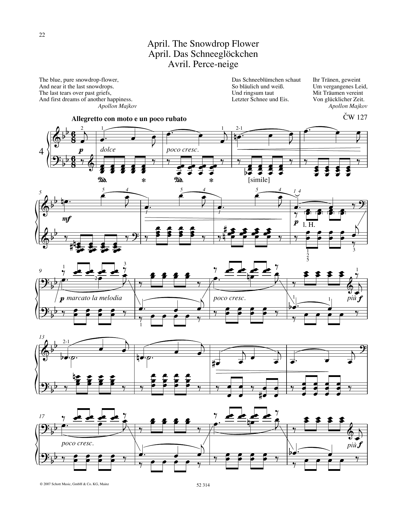 Pyotr Il'yich Tchaikovsky April sheet music notes and chords. Download Printable PDF.